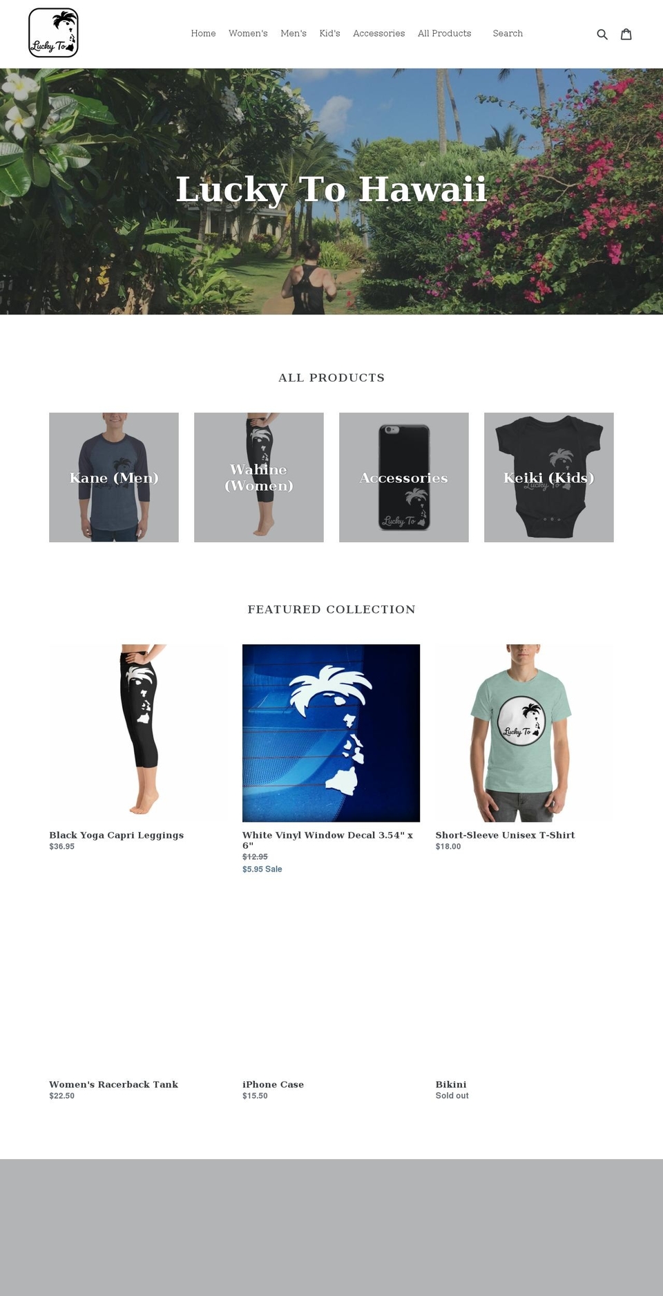 luckytohawaii.com shopify website screenshot