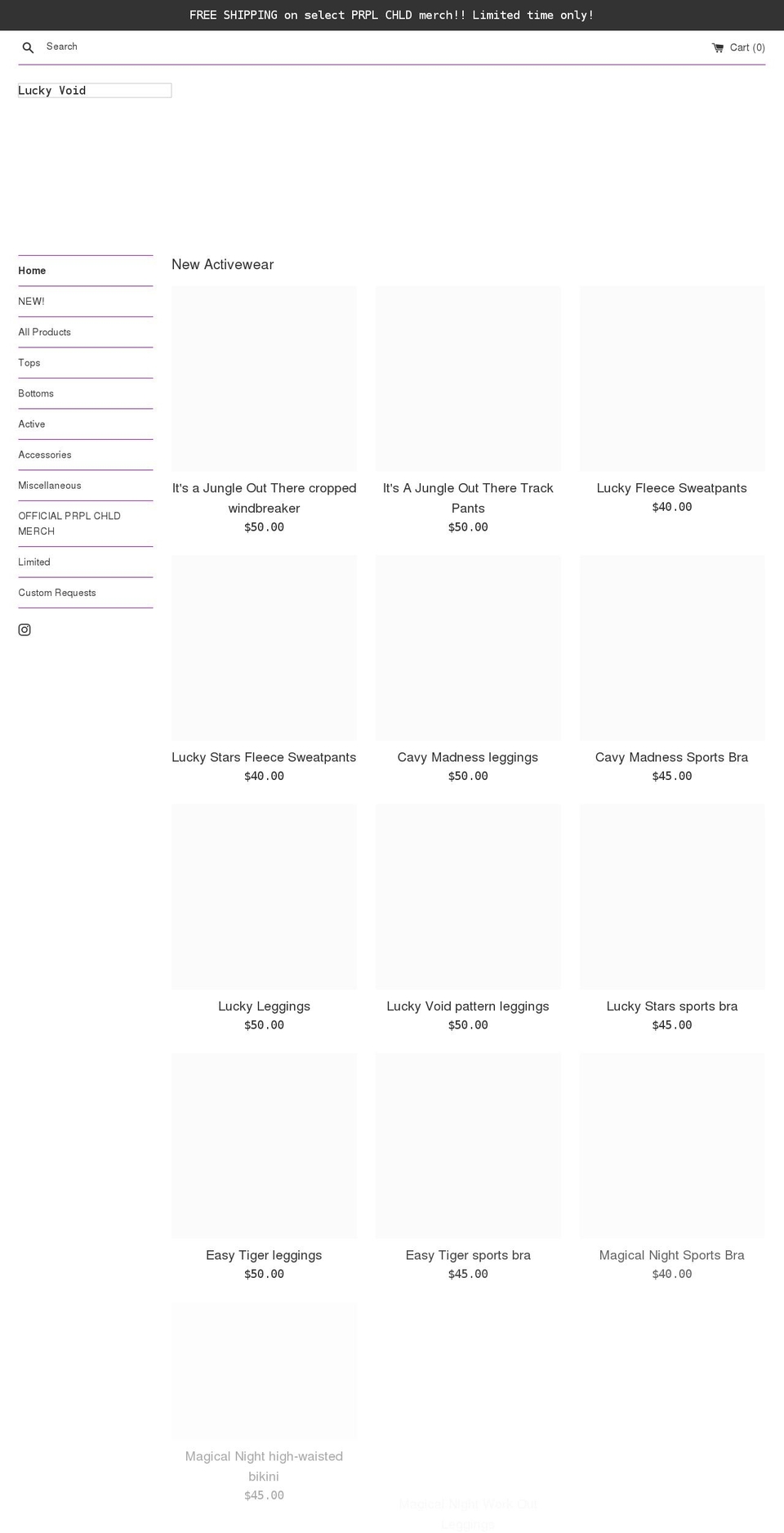 luckyvoid.com shopify website screenshot