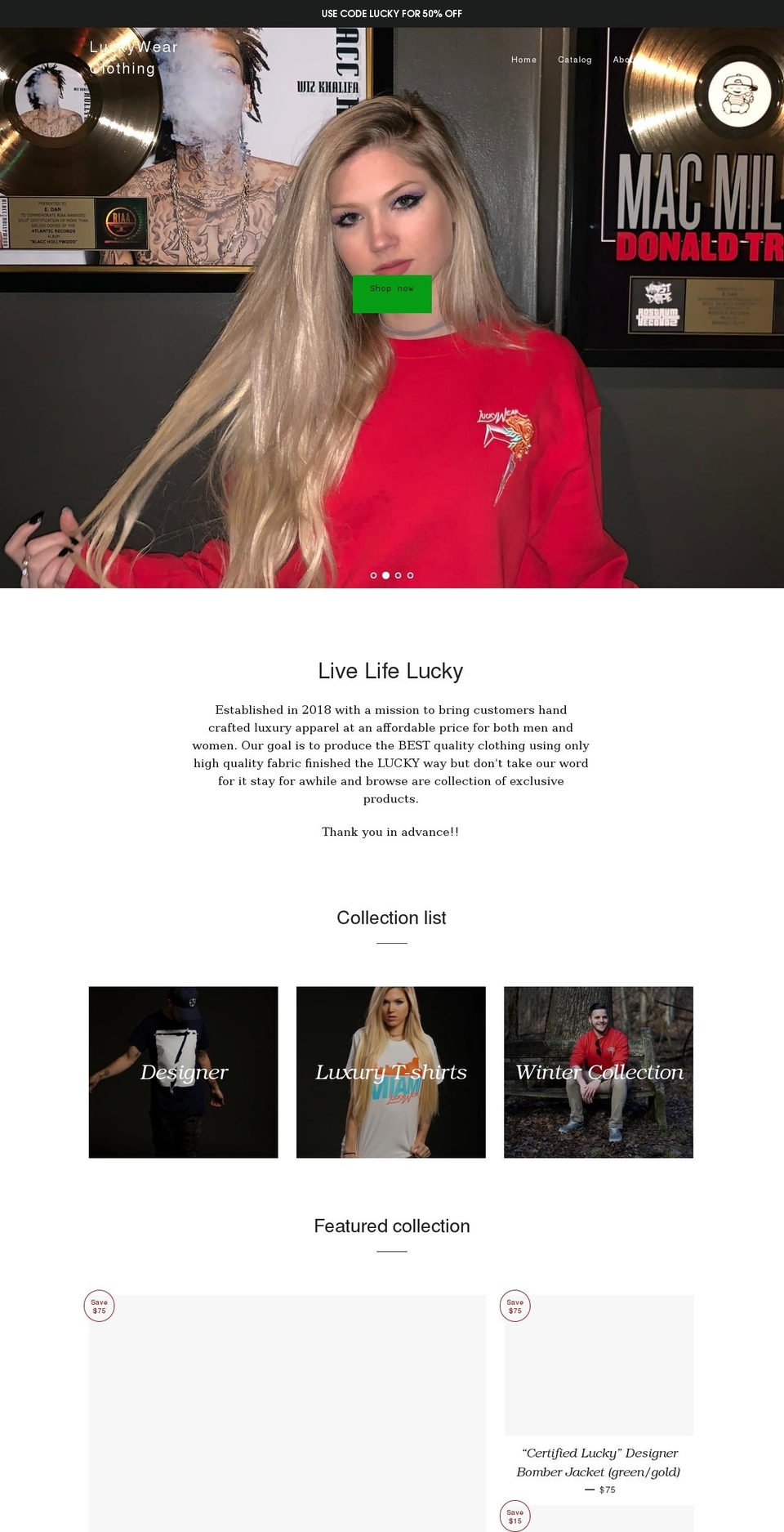 luckywear.shop shopify website screenshot