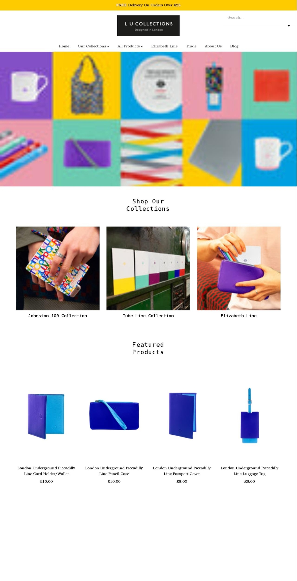 lucollections.com shopify website screenshot