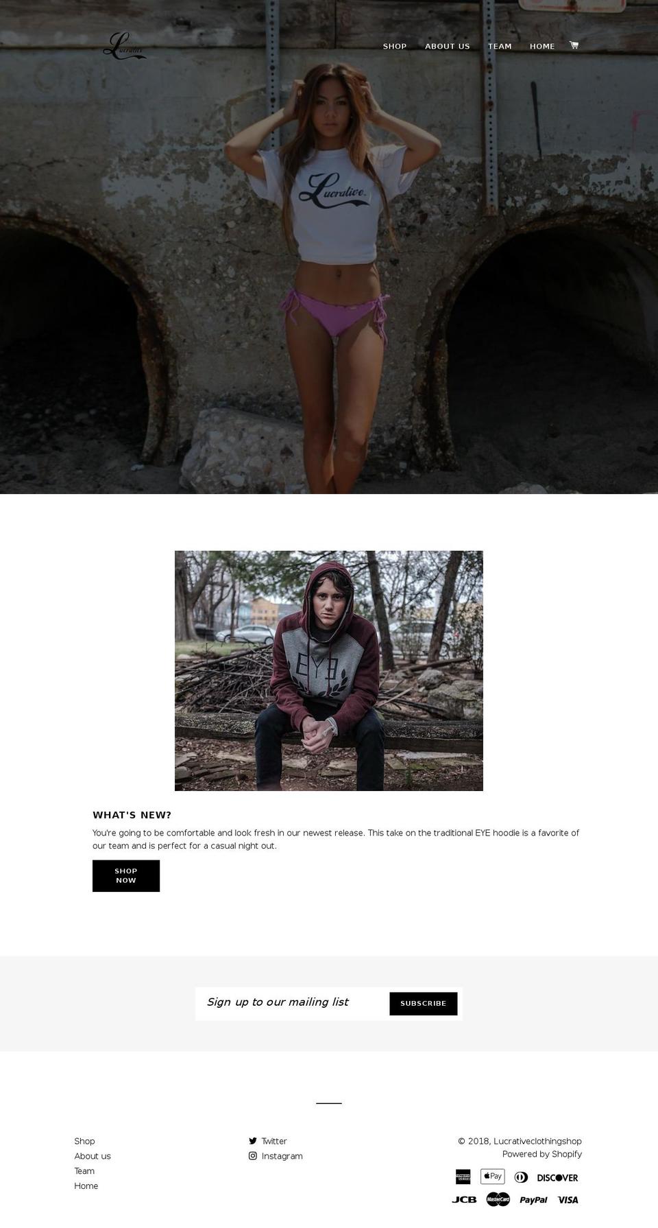 lucrativeclothing.com — Shopify storefront screenshot