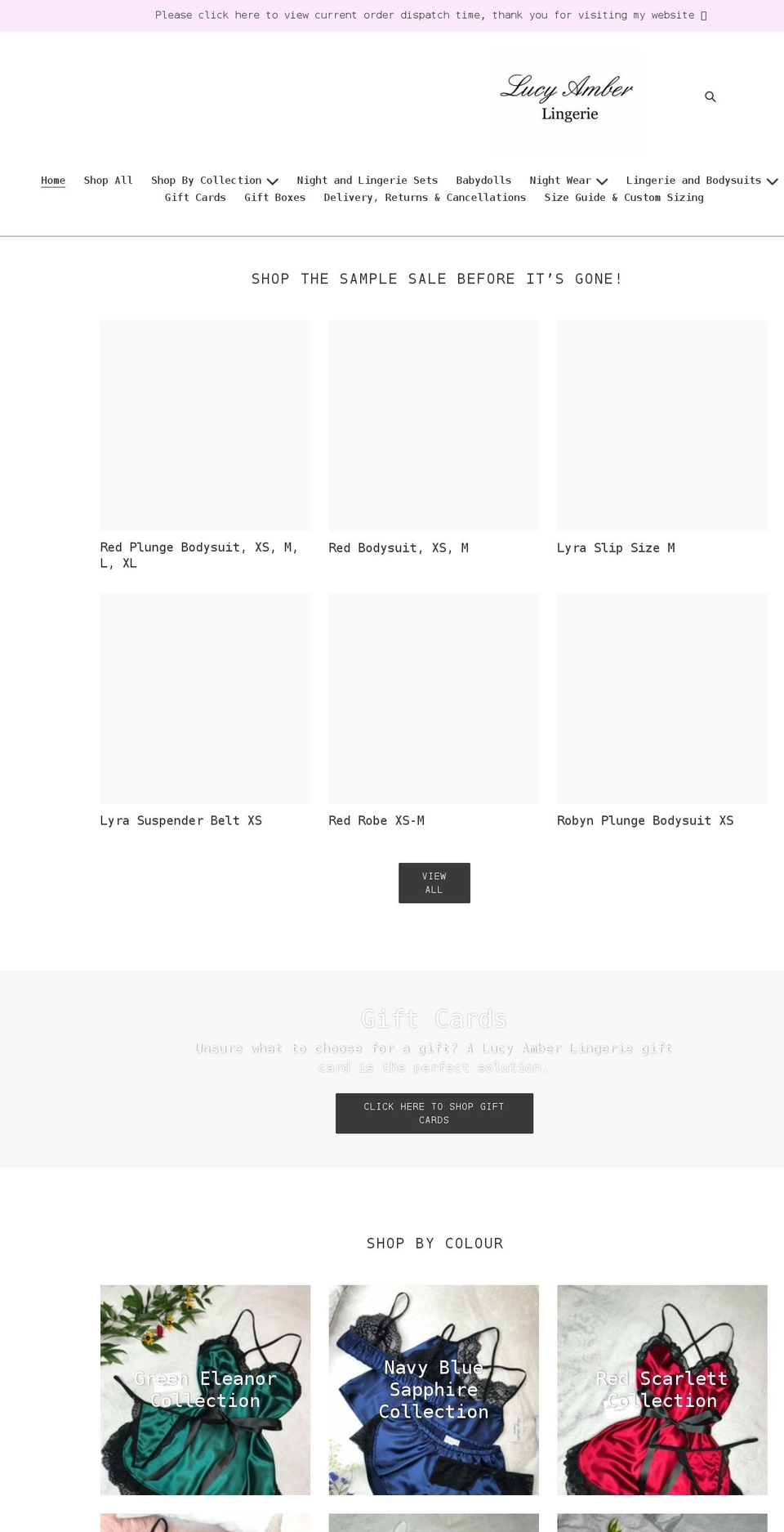 lucyamberlingerie.com shopify website screenshot