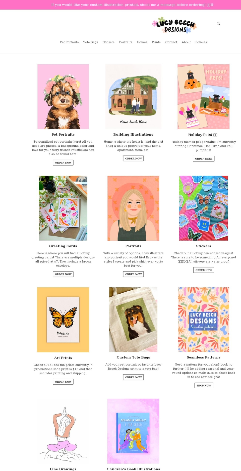 lucybeschdesigns.com shopify website screenshot
