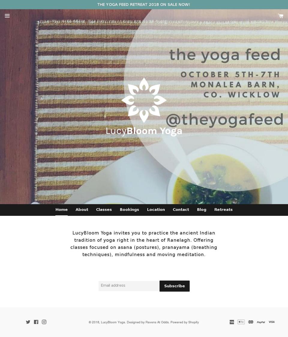lucybloomyoga.com — Shopify storefront screenshot