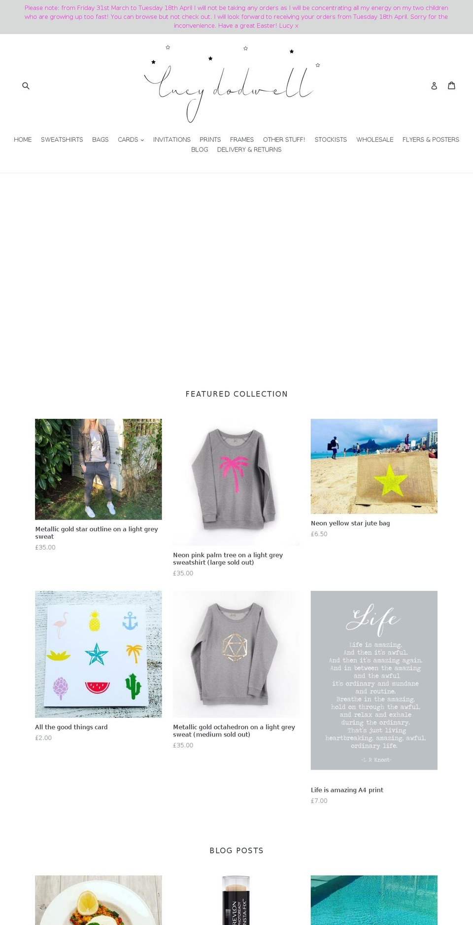 lucydodwell.com shopify website screenshot
