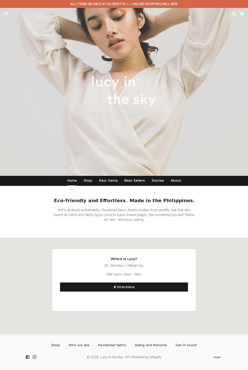 lucyintheskyph.com shopify website screenshot