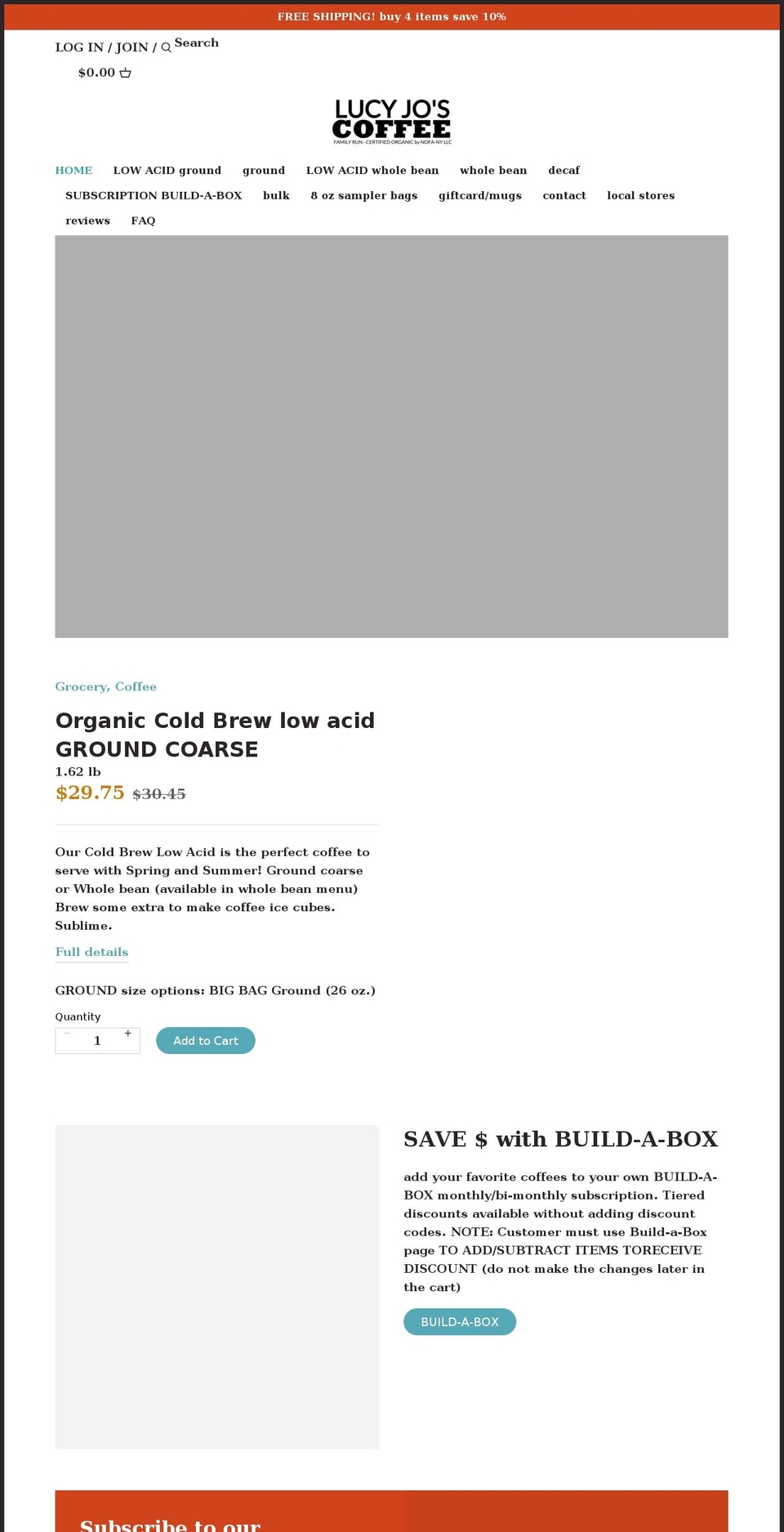 lucyjoscoffee.com shopify website screenshot