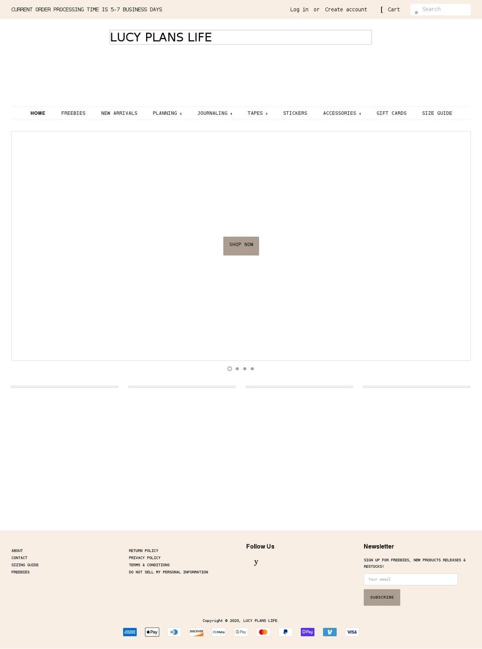 lucyplanslife.com shopify website screenshot