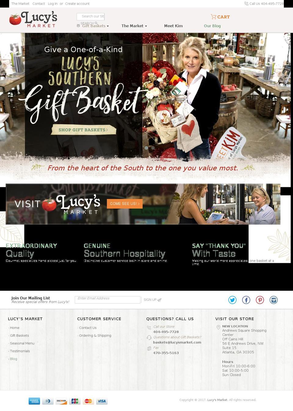 lucysmarketgiftbaskets.com shopify website screenshot