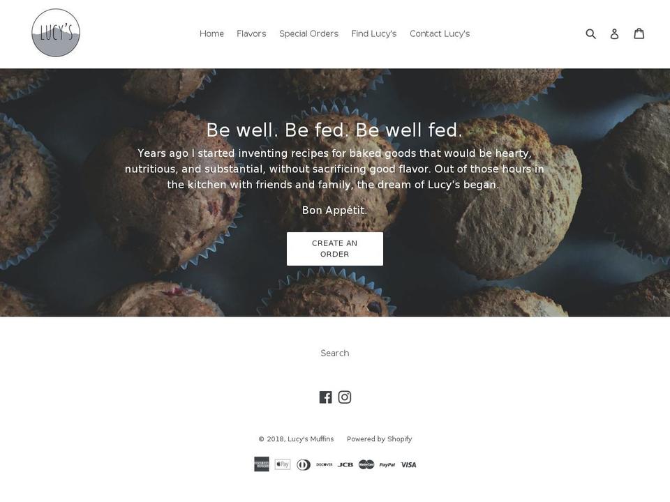 lucysmuffins.com shopify website screenshot