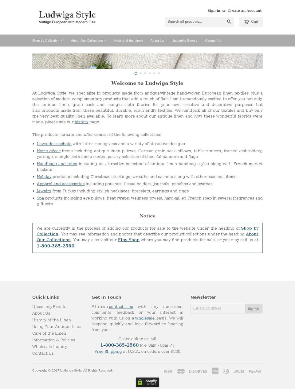 ludwigaslinen.com shopify website screenshot