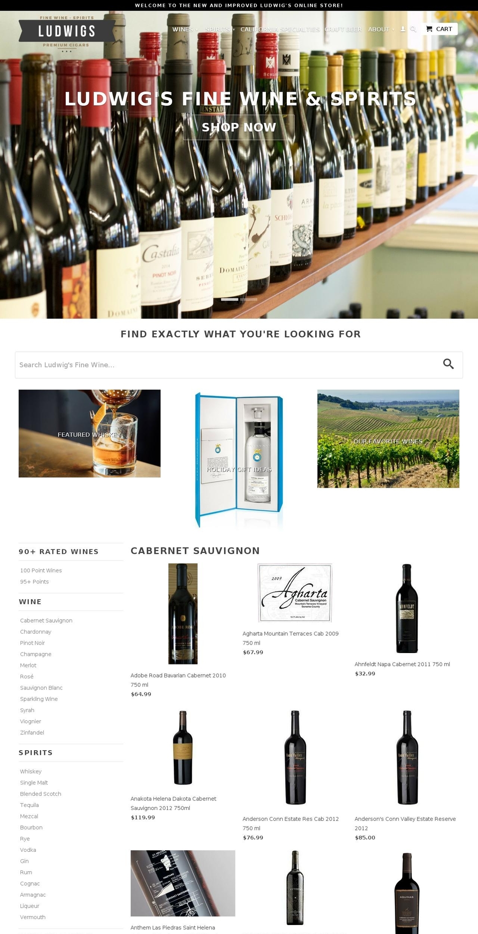 ludwigsfinewine.com shopify website screenshot
