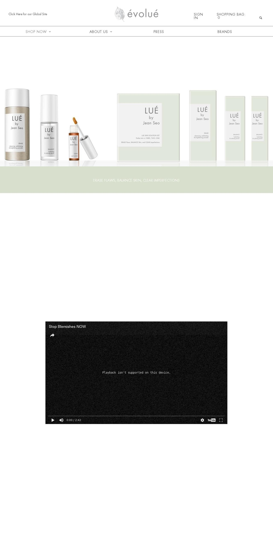 Evolue-Com Shopify theme site example lueskin.com