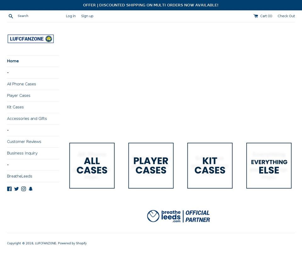 lufcfanzone.com shopify website screenshot