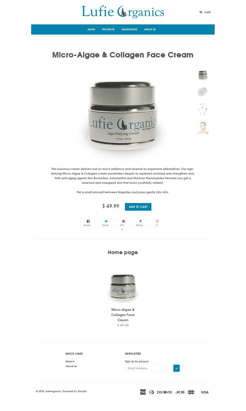 lufieorganics.com — Shopify storefront screenshot