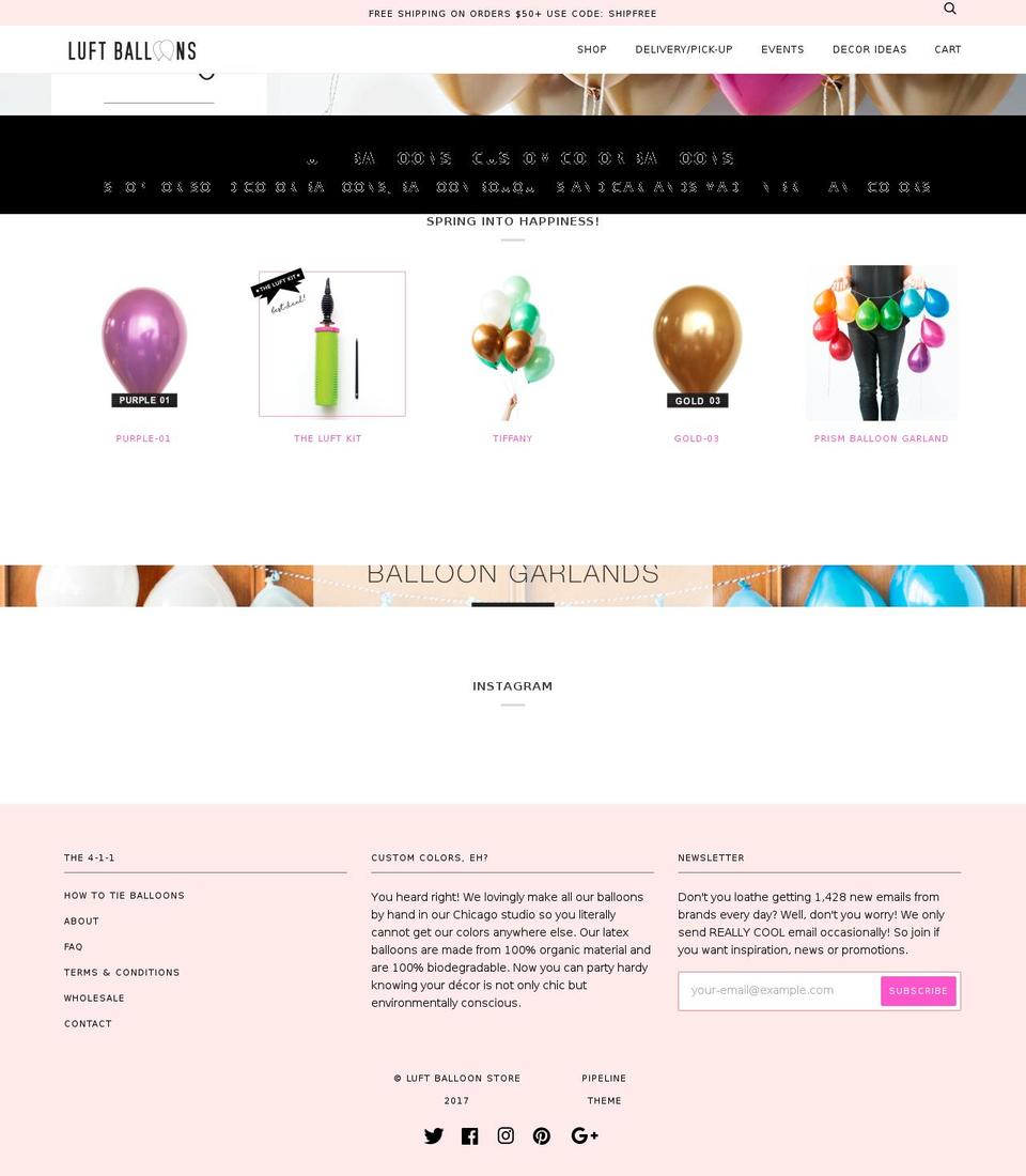 luftballoonstore.com shopify website screenshot