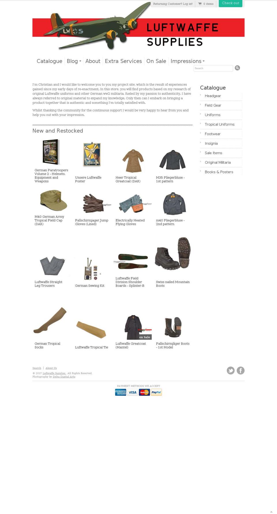 luftwaffesupplies.com shopify website screenshot