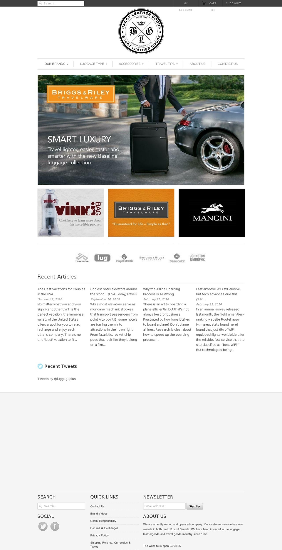 luggagecanada.com — Shopify storefront screenshot