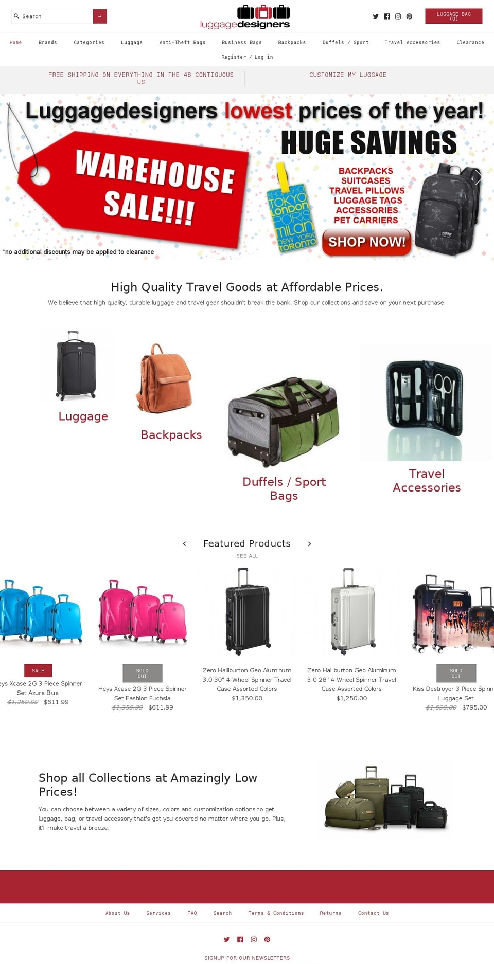 luggagedesigners.com shopify website screenshot