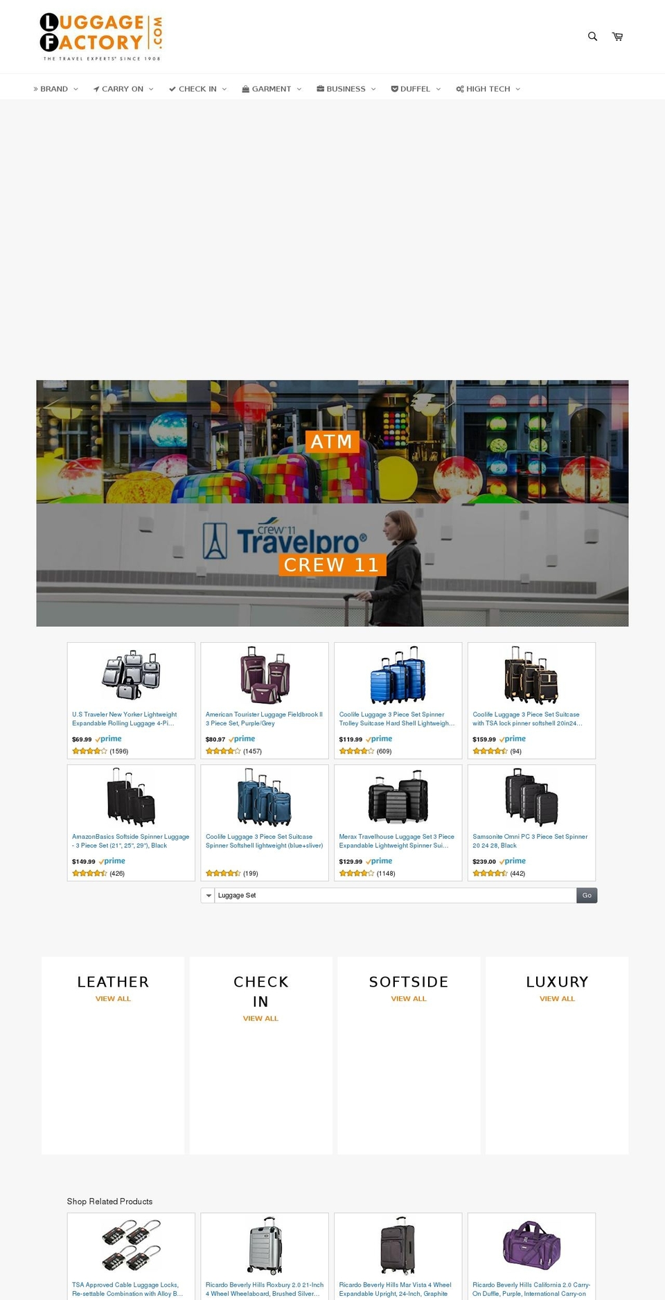 luggagefactory.com shopify website screenshot