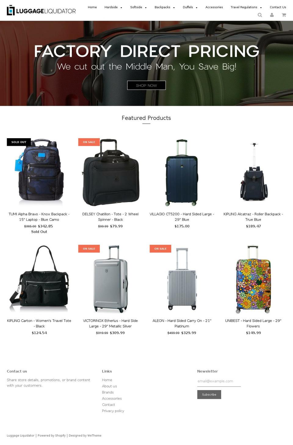 Current Live Theme Shopify theme site example luggageliquidator.com