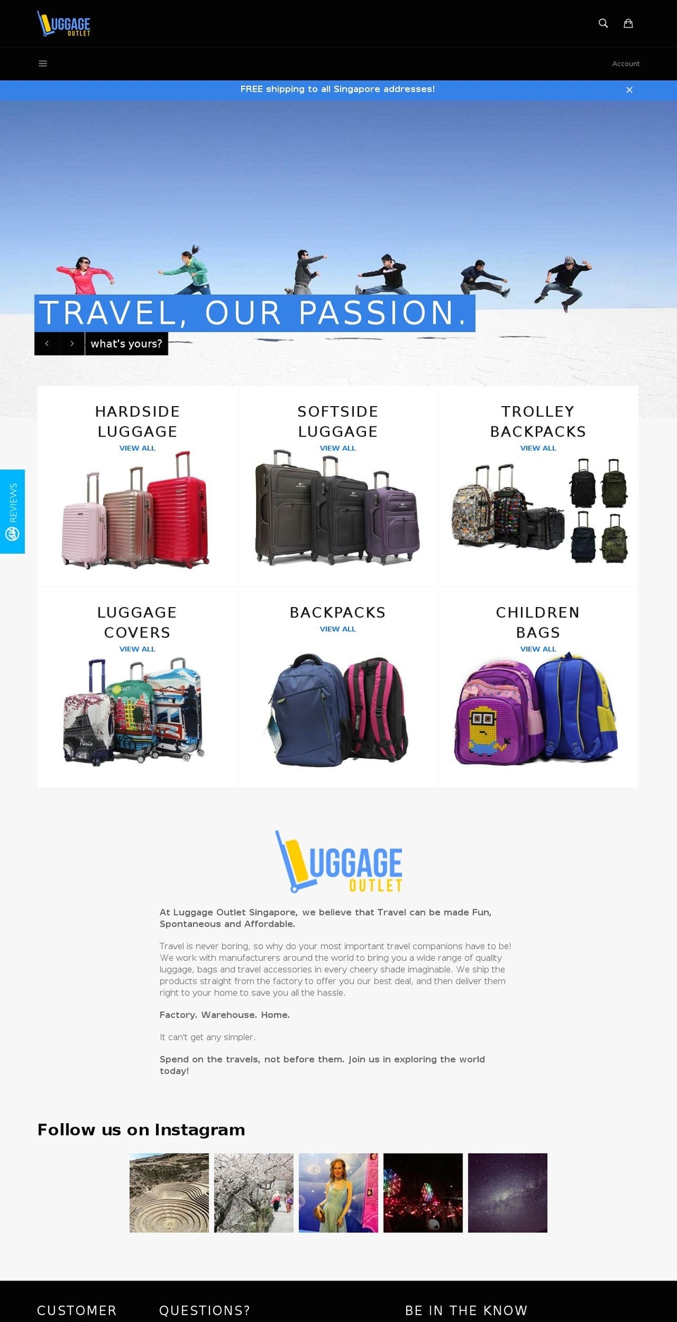 Venture Shopify theme site example luggageoutlet.sg