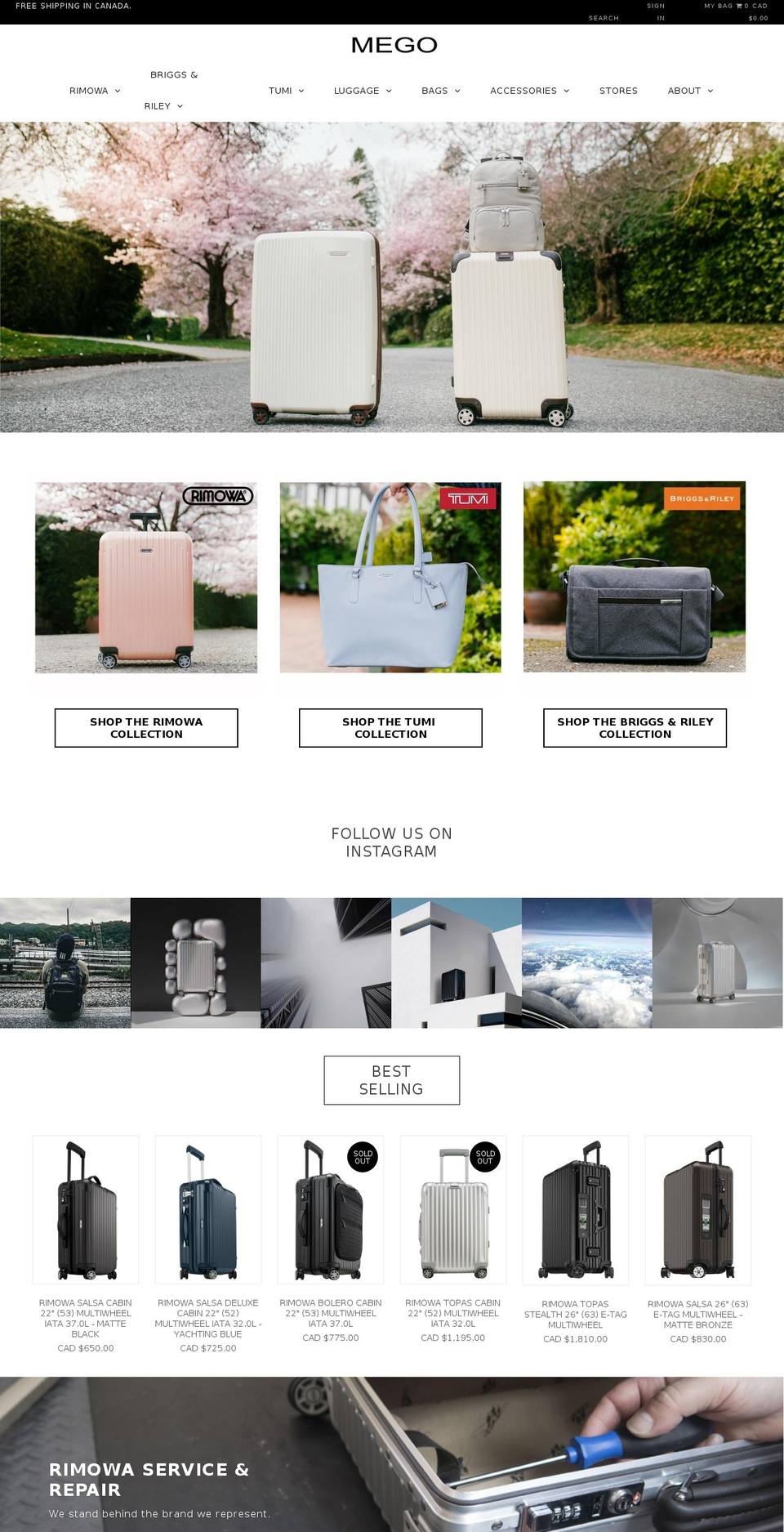 luggagestore.ca shopify website screenshot
