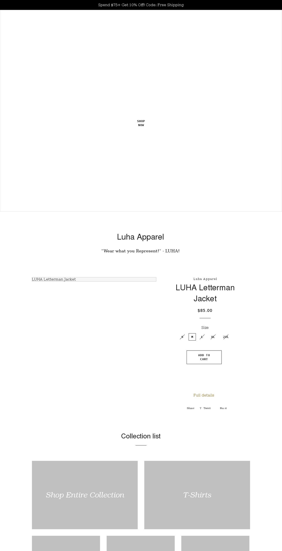 luhaapparel.com shopify website screenshot