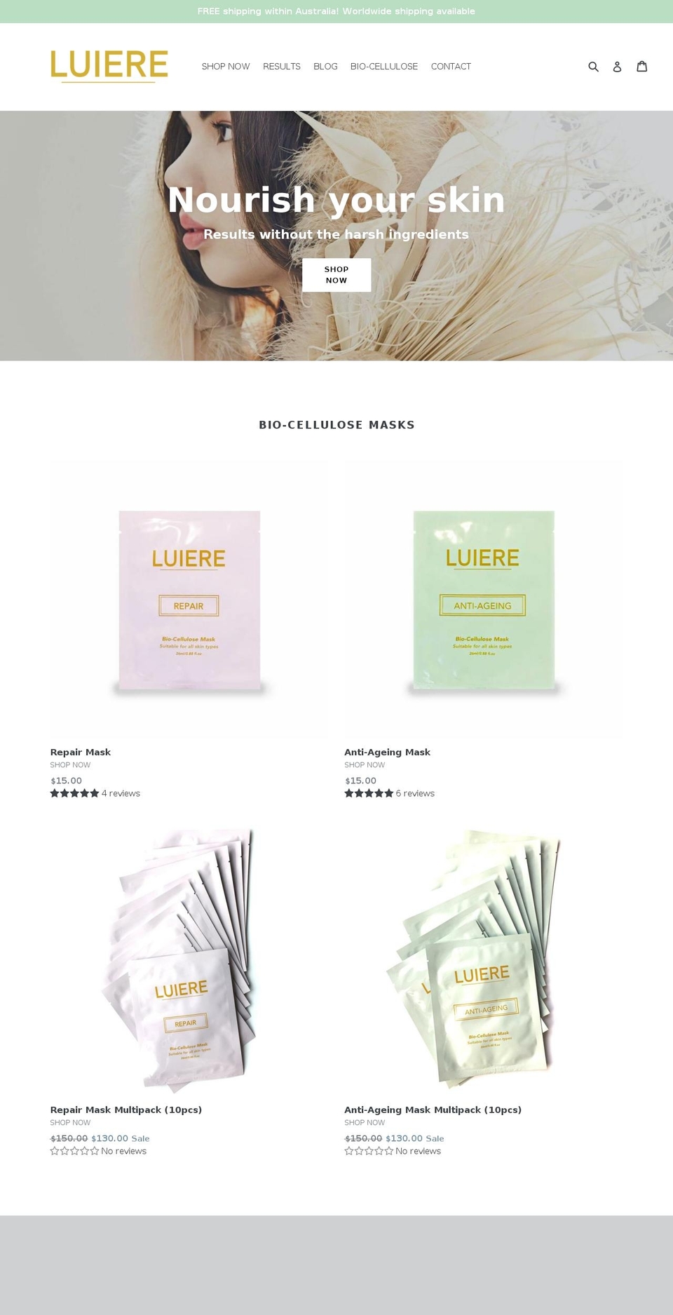 luiere.com — Shopify storefront screenshot