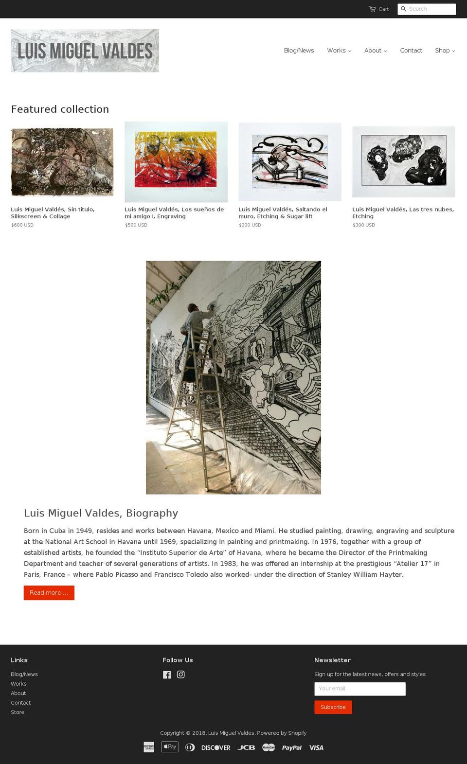 luismiguelvaldes.com shopify website screenshot