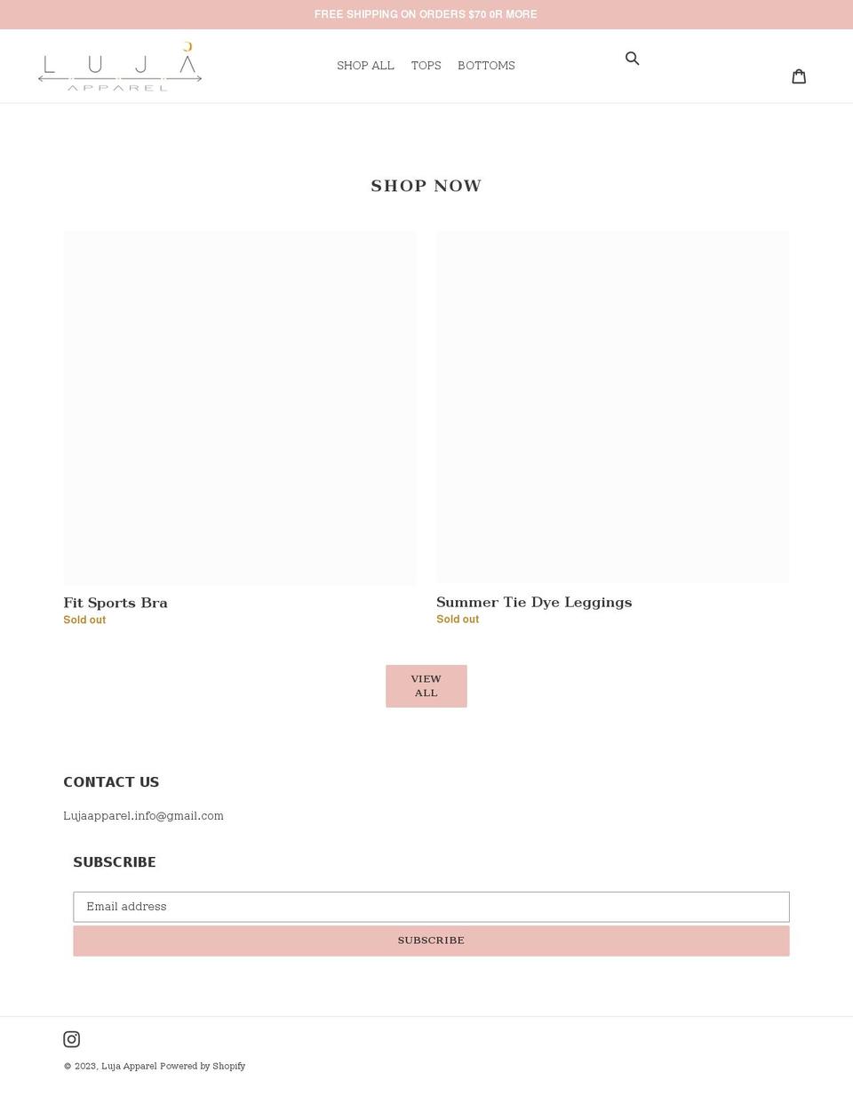lujaapparel.com shopify website screenshot