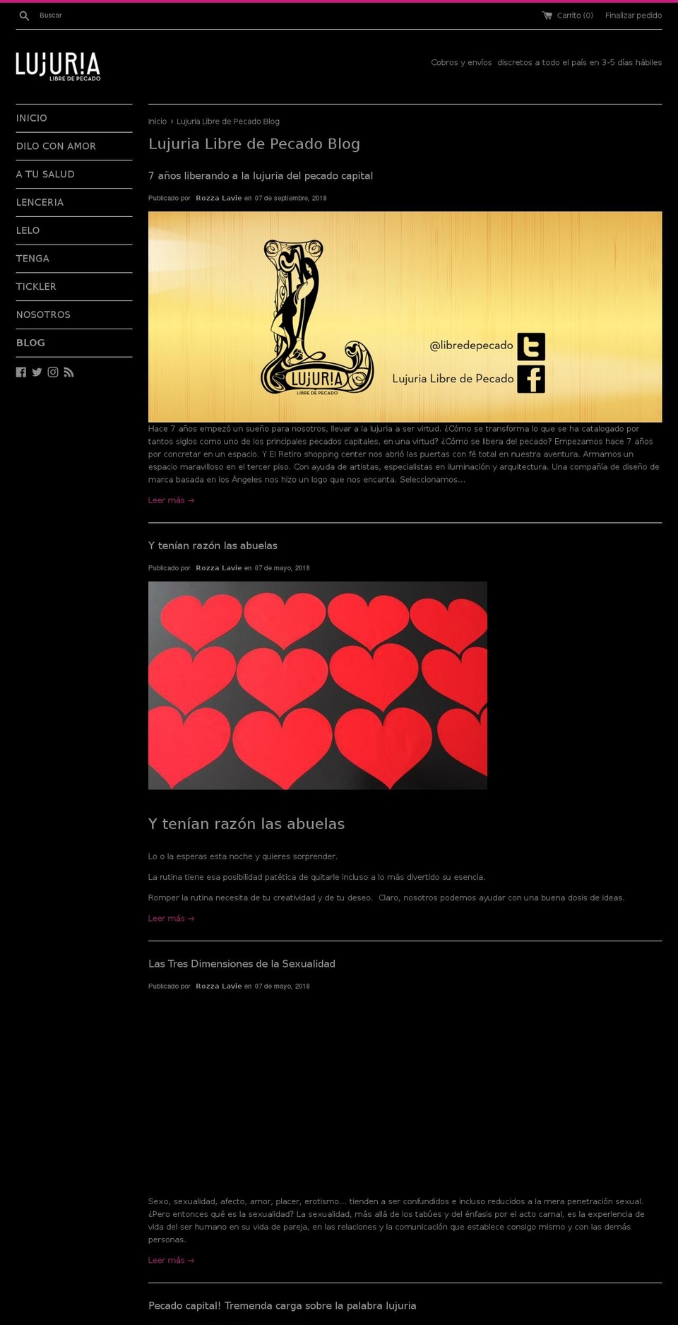 lujuriablog.com shopify website screenshot