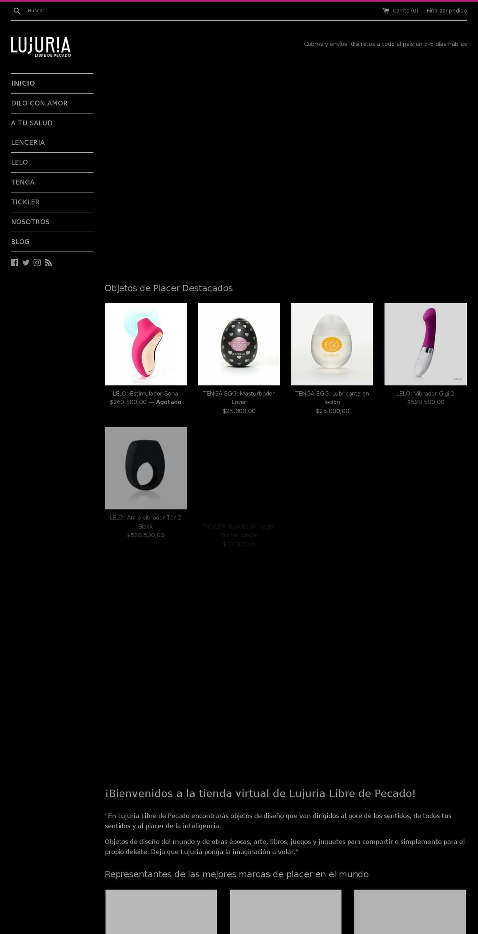 lujuriastore.com — Shopify storefront screenshot