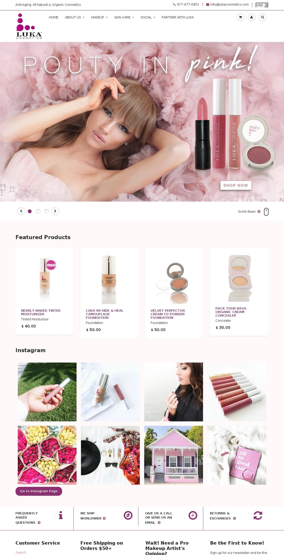 lukacosmetics.com shopify website screenshot