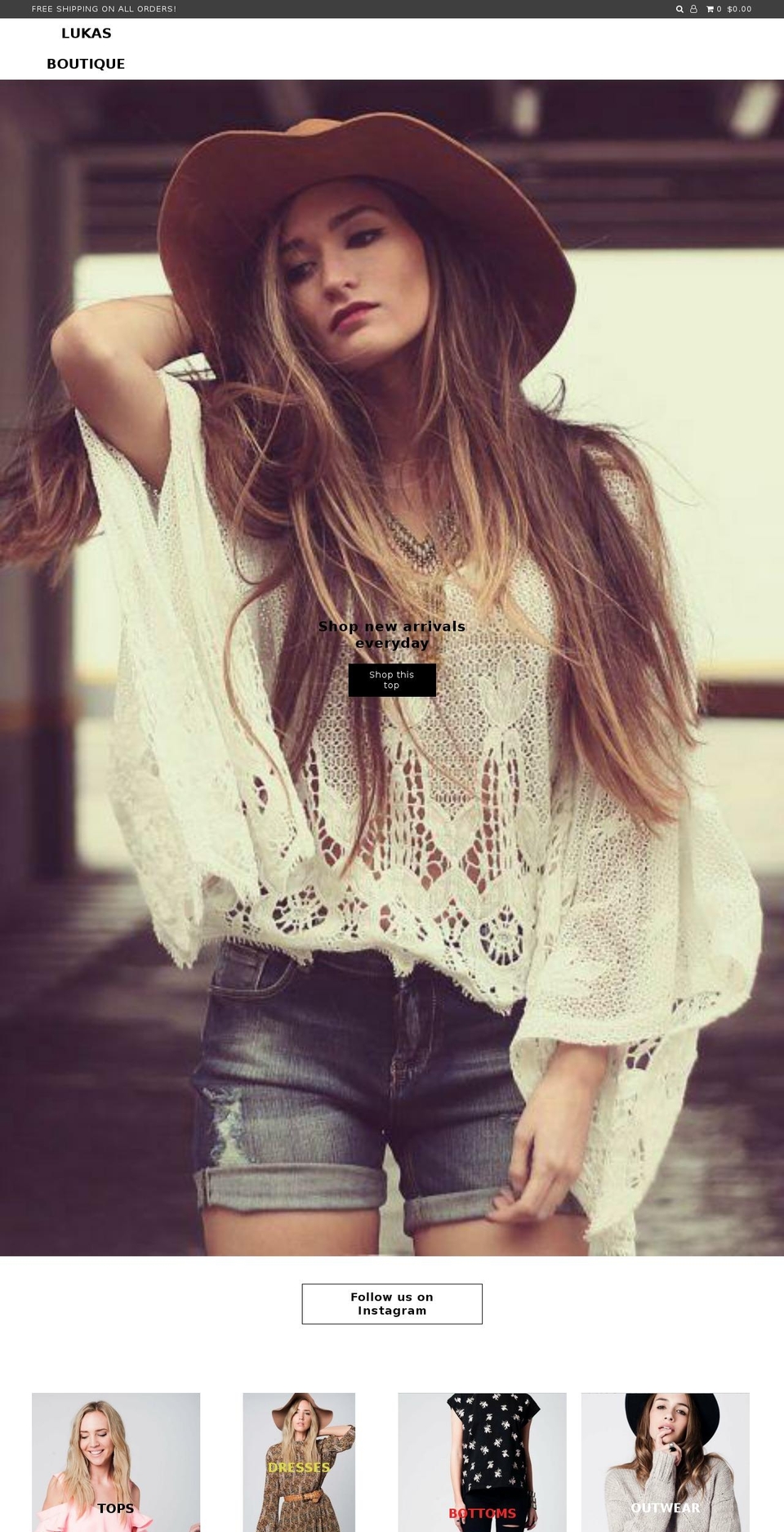 lukasboutique.com — Shopify storefront screenshot