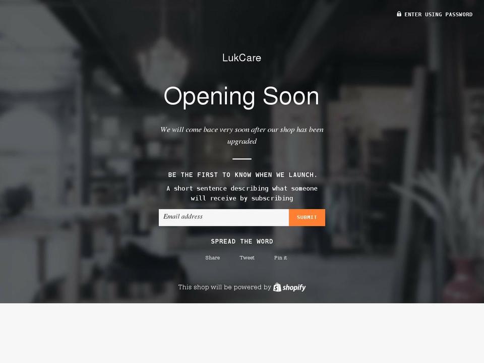 lukcare.com shopify website screenshot