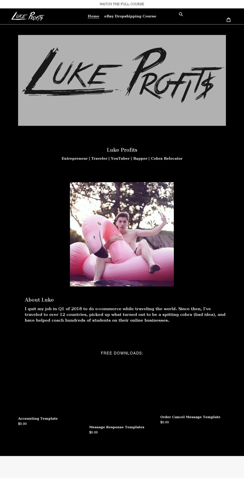 lukeprofits.com shopify website screenshot