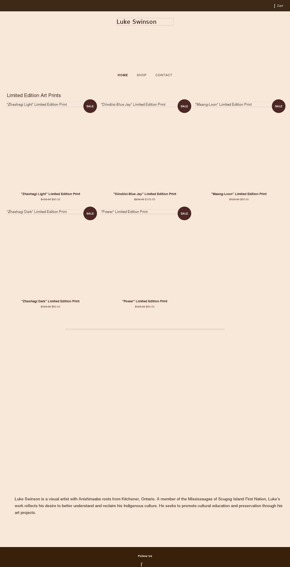 lukeswinsonart.com shopify website screenshot