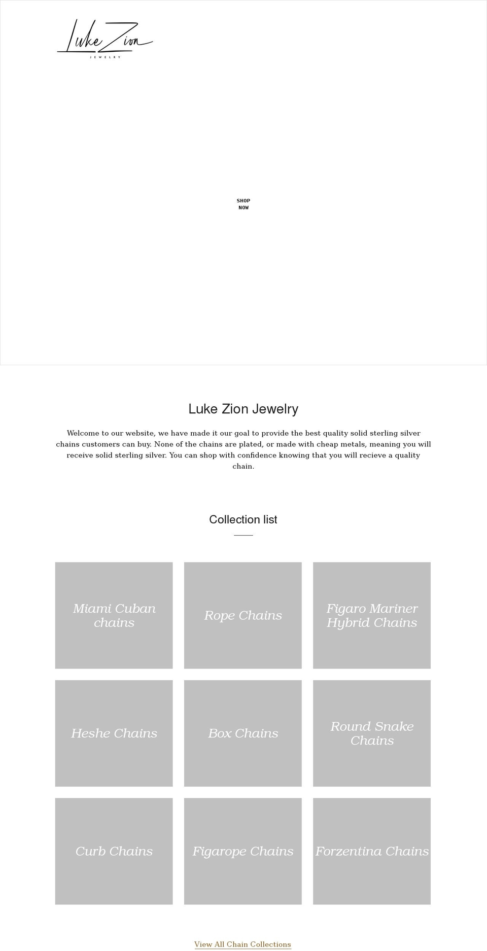 lukezionjewelry.com shopify website screenshot