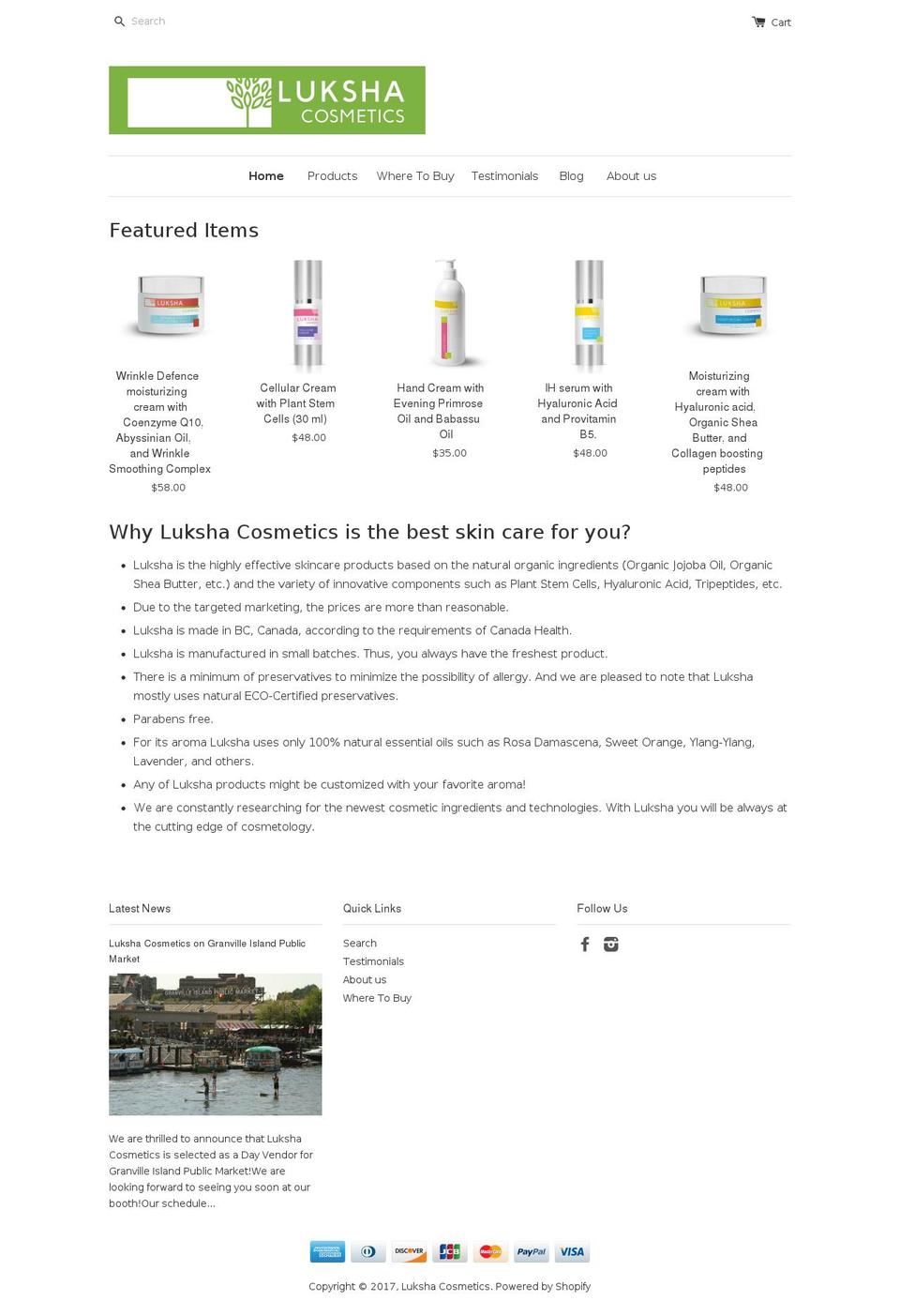 Palo Alto Shopify theme site example lukshacosmetics.com