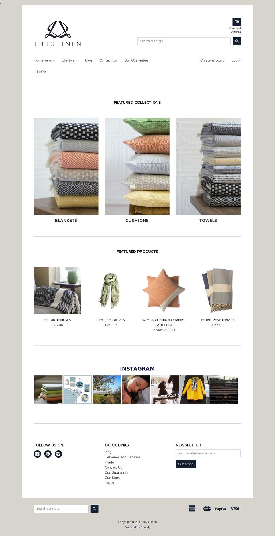 lukslinen.com shopify website screenshot