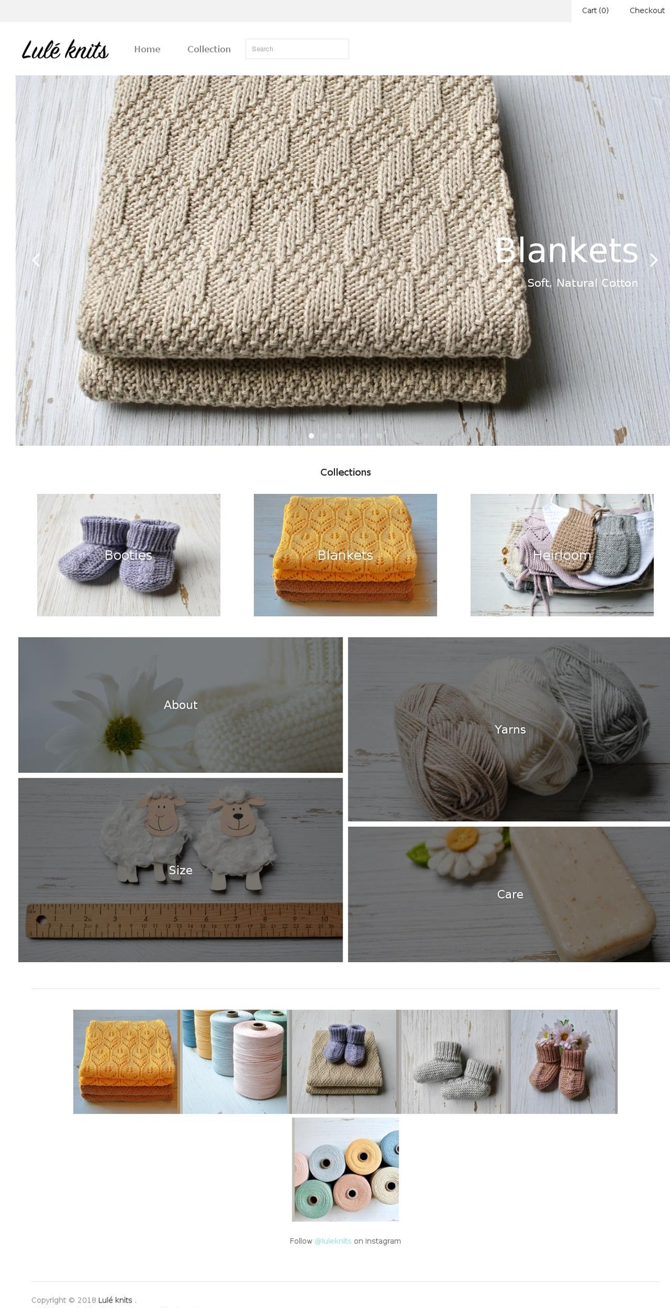 Grid PxU Shopify theme site example luleknits.com