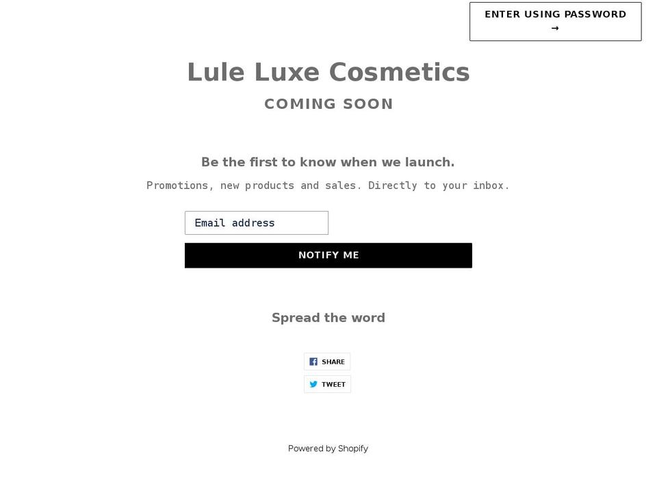 luleluxecosmetics.com shopify website screenshot
