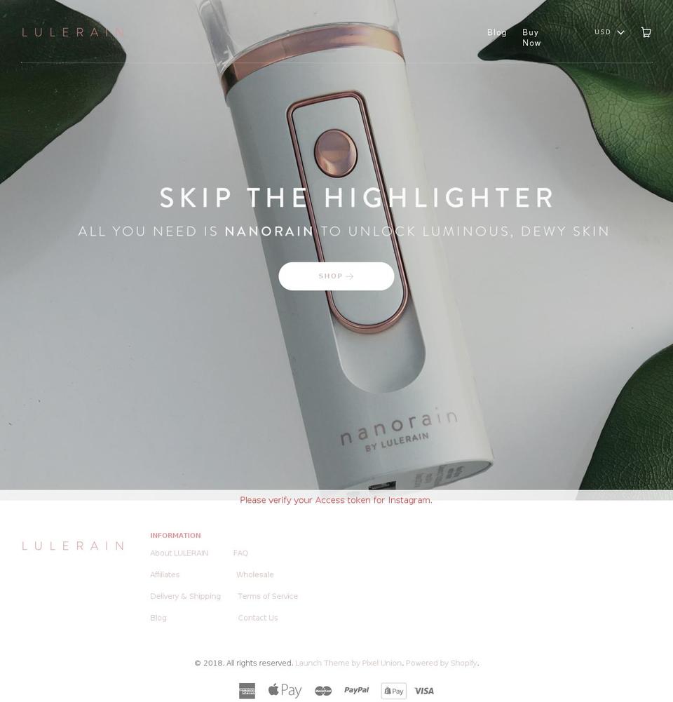 lulerain.com — Shopify storefront screenshot