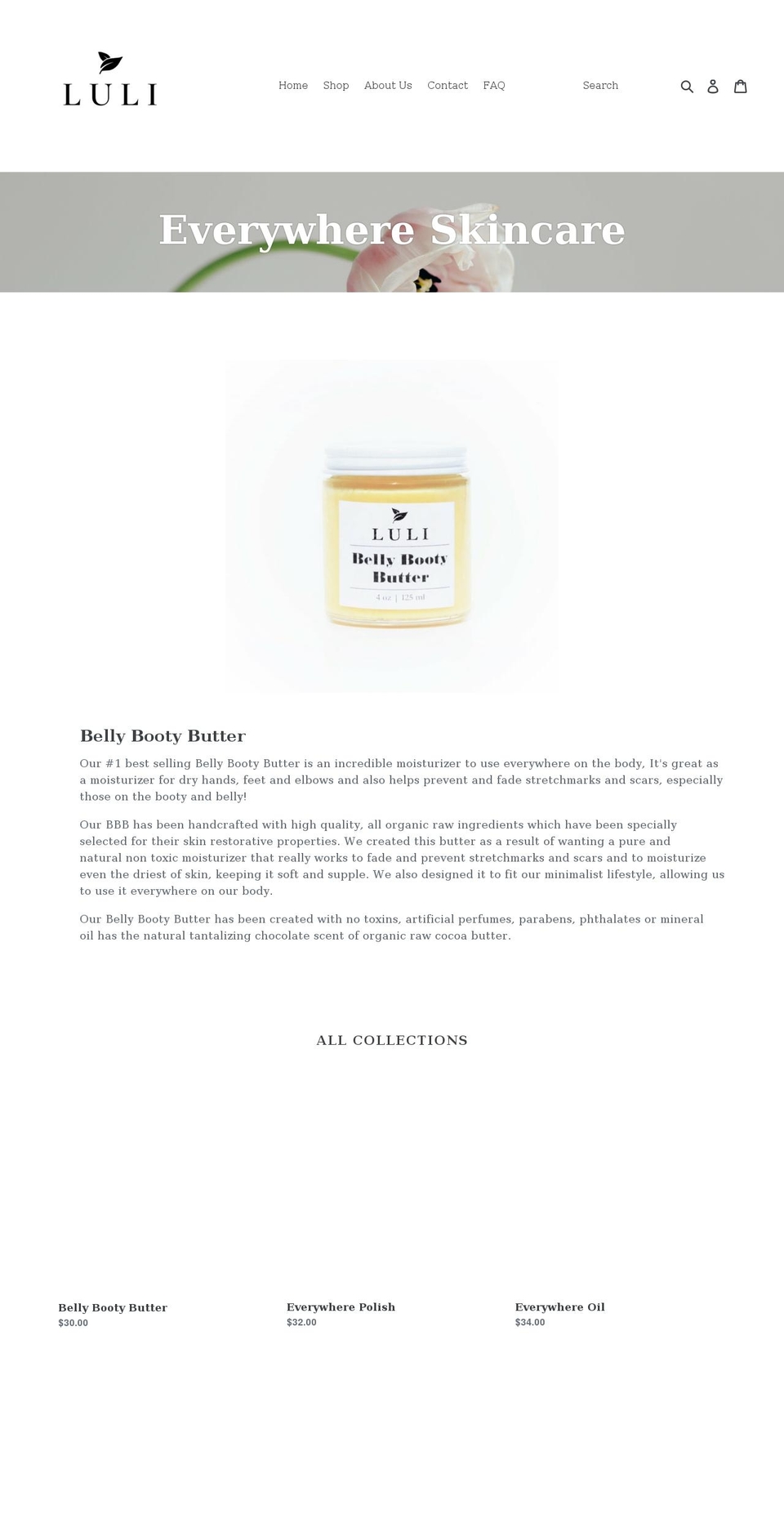 lulibotanicals.com shopify website screenshot