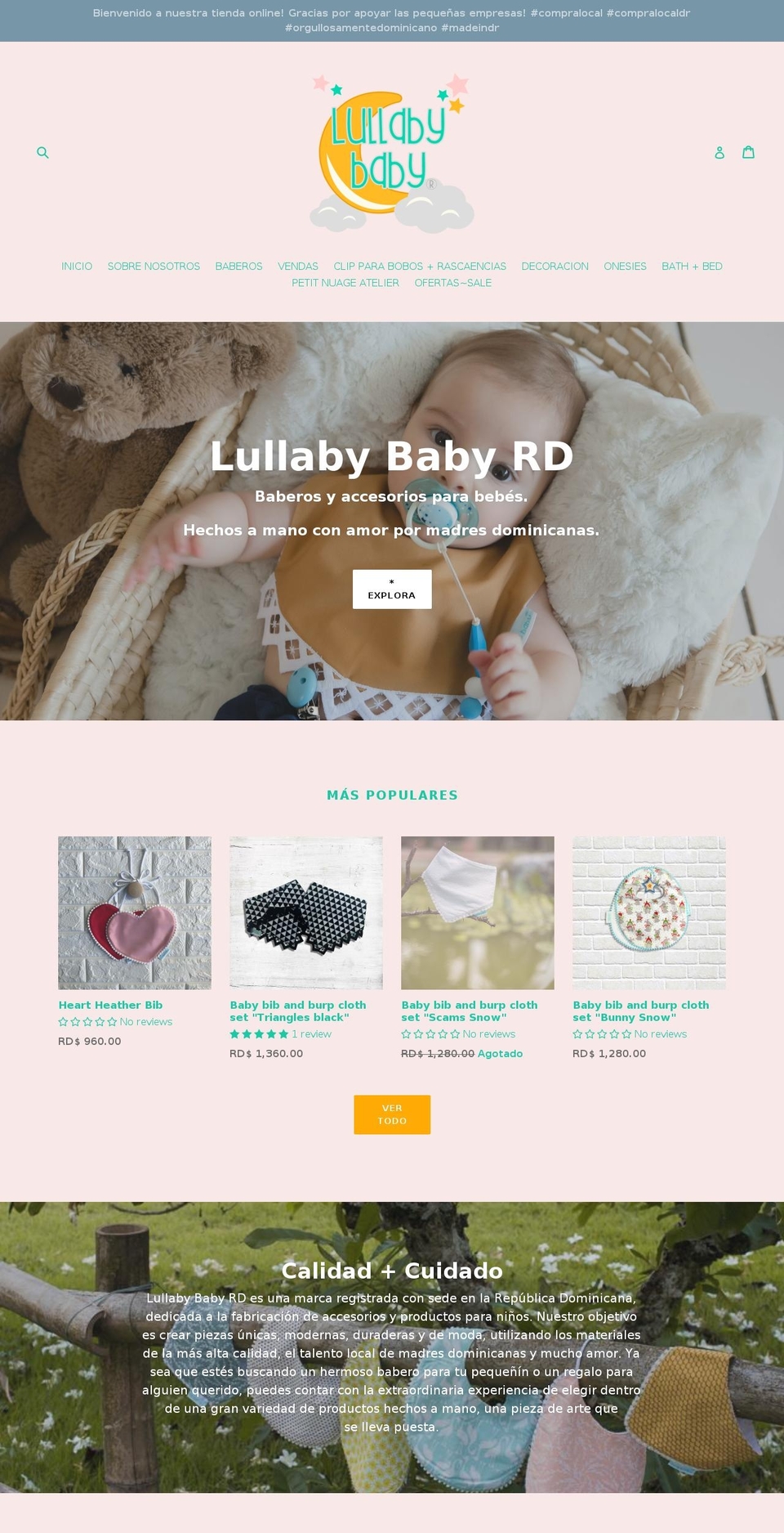 V-theme blackery Shopify theme site example lullabybabyrd.com