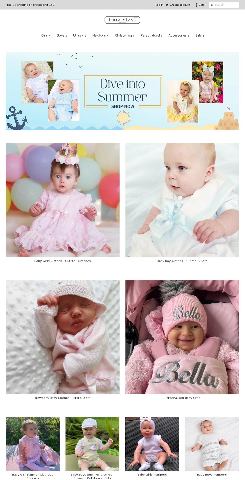 lullabylanebabyshop.com — Shopify storefront screenshot