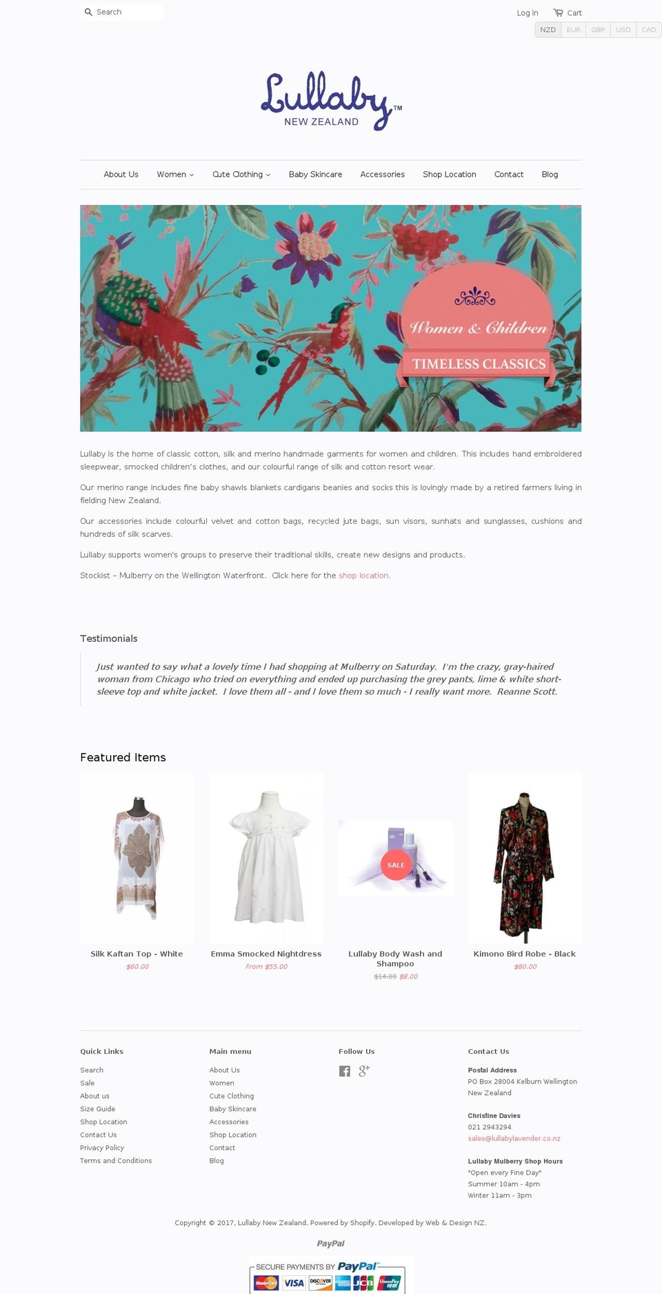 lullabylavender.co.nz shopify website screenshot