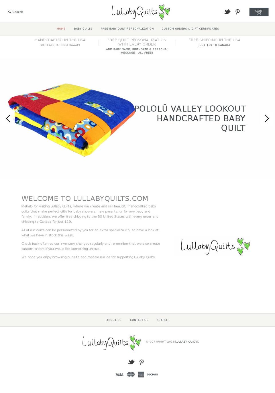 lullabyquilts.com — Shopify storefront screenshot