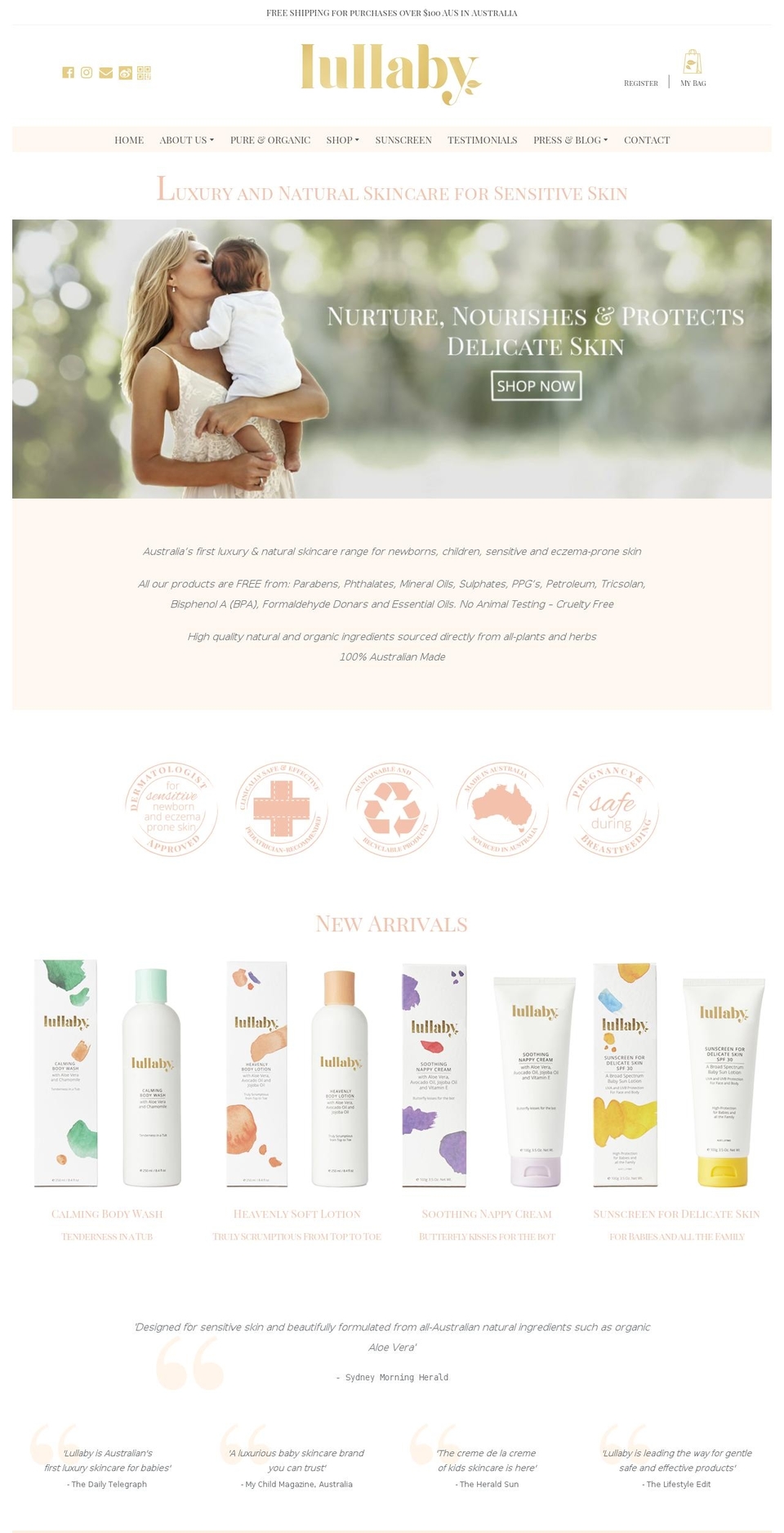 lullabyskincare.com shopify website screenshot